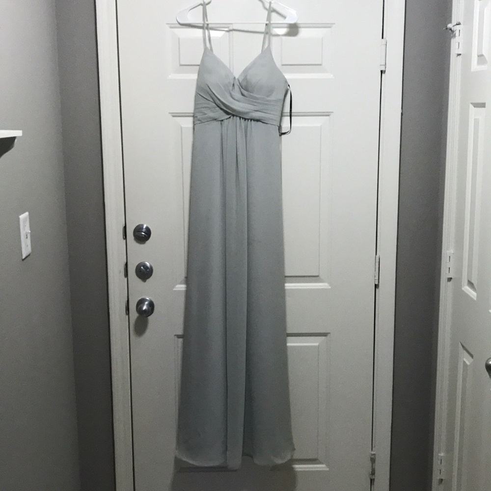 SORELLA VITA Light Gray Spaghetti Strap Bridesmaid Dress